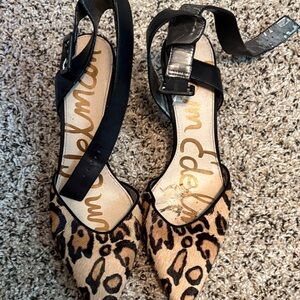 Sam Edelman Leopard Print Heels with Black Strap